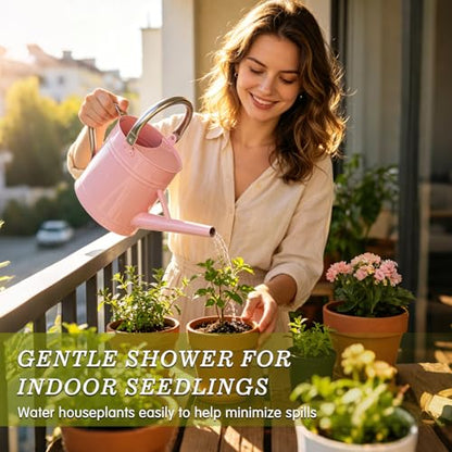 1 Gallon Watering Can for Outdoor&Indoor Plants，Pink - color: Pink