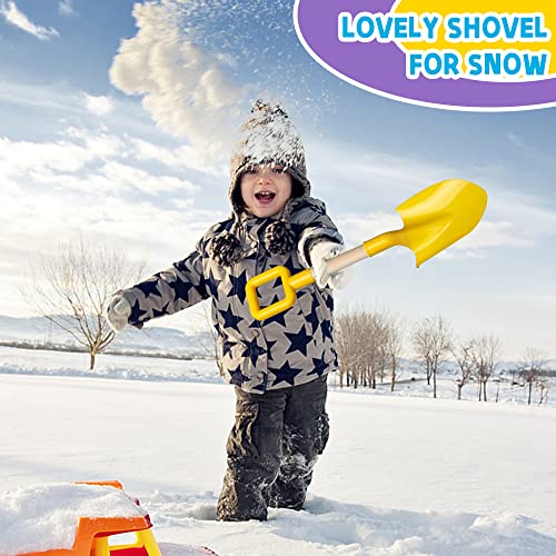 Kids Garden Tool Shovels Toys, 16" Long Kids Beach Spades Sand Shovels Toys for Adults Gardening Tools Garden Kit Travel Sandbox Toy Sturdy Snow Scoop Durable Wood Handle Spade for Digging Sand Snow - color: Yellow