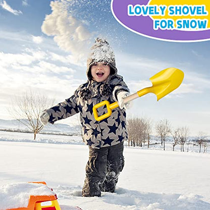 Kids Garden Tool Shovels Toys, 16" Long Kids Beach Spades Sand Shovels Toys for Adults Gardening Tools Garden Kit Travel Sandbox Toy Sturdy Snow Scoop Durable Wood Handle Spade for Digging Sand Snow - color: Yellow