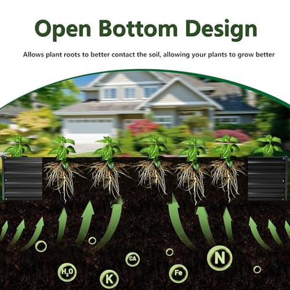 2PCS 12x4x1ft Galvanized Raised Garden Bed Kit,Gardening Planter Box - color: Black, size: 12x4x1FT(2PCS)