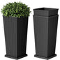 Devoko Resin 30'' Tall Planters Large Taper Outdoor Planter - color: Black, size: 30" With Trays