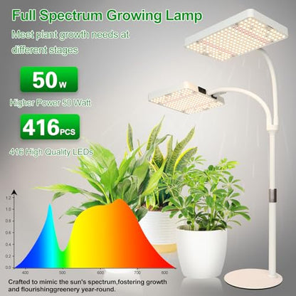 2Head Tabletop Grow Lights for Seed Starting with Timer - size: 2Head-Timer