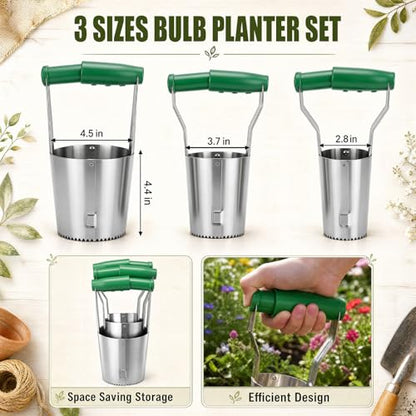 SiliFine 3 Sizes Bulb Planter Set, 4.5, 3.7, 2.8 Inch, Depth Markers