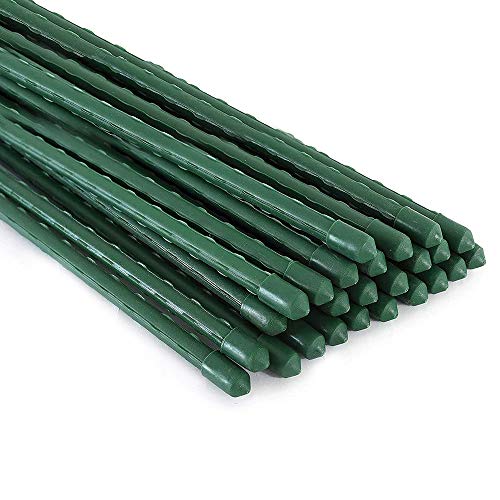 Xiny Tool Garden Stakes, 25 Pack 4 Ft Steel Plant Garden Tomato Stakes with Plastic Coat for Climbing Plants (25 Pack 48 Inch) - size: 48 Inch