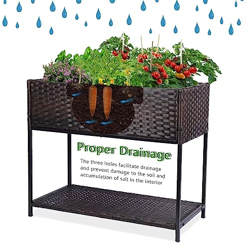 WONDER GARDEN Raised Garden Bed-Planter Box - Elevated Raised Garden Beds Outdoor with Legs & Storage Shelf for Vegetables Flower Herb Backyard Patio