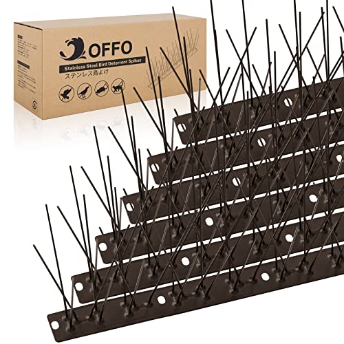OFFO Brown Bird Spikes Pre-Assembled for Pigeons Birds, Cover 48.7 Feet Durable Bird Spikes with Stainless Steel for Fence Roof Mailbox Window. - color: Brown, size: 48.7 feet
