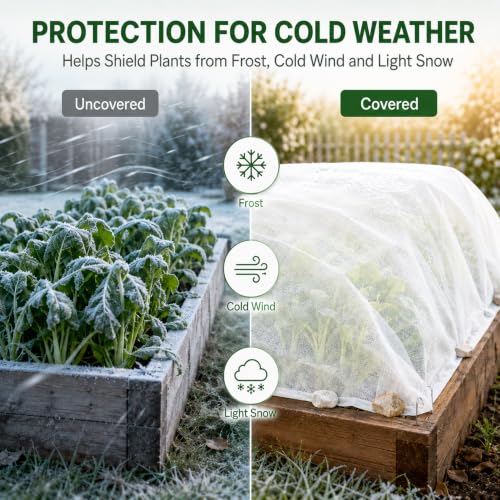 MAQIHAN Plant Covers Freeze Protection - 4.9ft x 16ft Frost Cloth for Plant - size: 4.9 ft x 16 ft