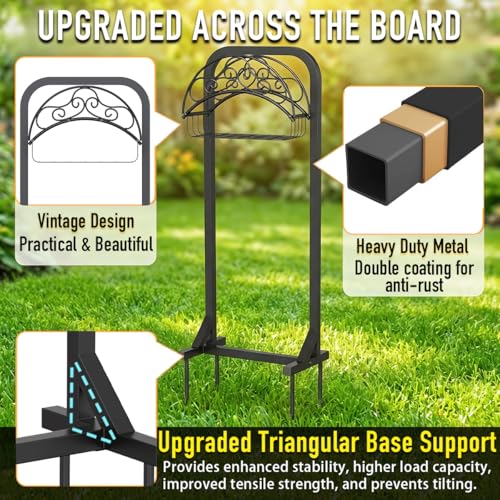 Garden Hose Holder, 160 ft, Storage Basket, Triangular Base, Black