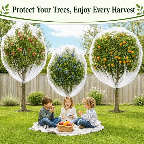 3 Pack 10x10 ft Large Fruit Tree Netting Covers with Zipper & Drawstring - size: 10x10 ft