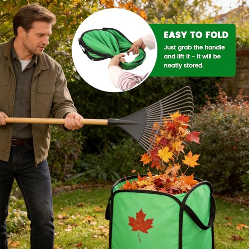 2 Pcs Leaf Bag Chute, Reusable Pop Up Leaf Bag Chute for Easy Leaves Cleanup, No Bending Required, Foldable Leaf Bag Holder for Lawn Yard Gardening Camping Parties