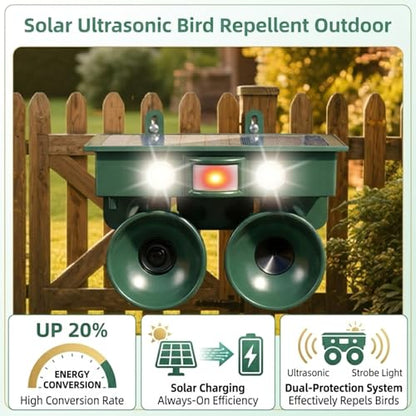 Solar Bird Repeller Outdoor, Woodpecker Deterrent Device for Patio