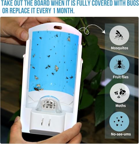 OSVDO Blue UV Light Flying Insect Trap, Plug-in Bug Catcher with 4 Refills - size: 1 Device & 4 Refills