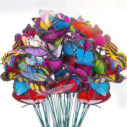VGOODALL 50PCS Butterfly Garden Decorations, 11.5 Inch Plastic Butterfly - style: Multicolor