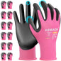 Kebada W1 Safety Work Gloves Women, Touchscreen, PU Coated, 12 Pairs, Pink - color: 12 Pairs-pink, size: Small