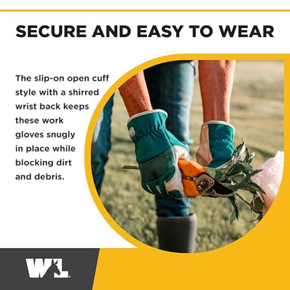 Wells Lamont Women's Work Gloves, Water-Resistant HydraHyde Gardening Gloves, Green, Medium (3249M) - size: Medium