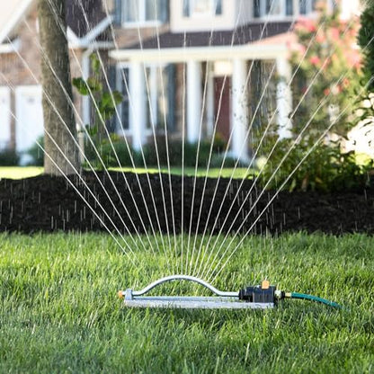 Melnor 65079-AMZ Metal Oscillating Sprinkler with QuickConnectProduct Adapter Watering Set, 3600 sq. ft. Coverage
