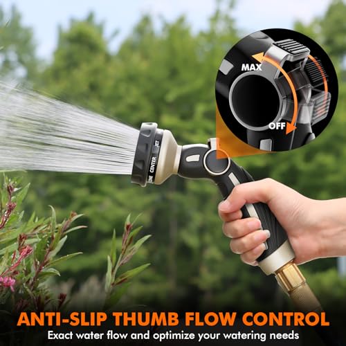 RESTMO Hose Nozzle Heavy Duty, Metal Water Hose Sprayer for Garden - color: Bronze, size: 9 Watering Patterns