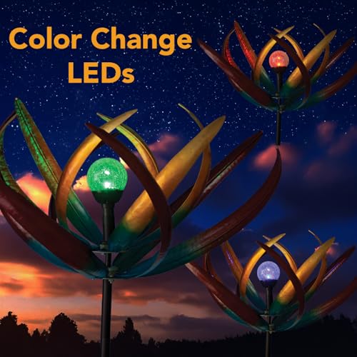 Bits and Pieces Tulip Wind Spinners Metal Yard Decor Windspinner