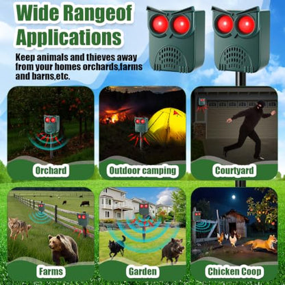 2 Pack Solar Motion Sensor Security Alarm, Outdoor Animal Deterrent