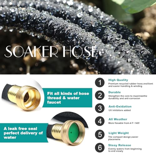 5/8" 25 FT*2 Pack Soaker Hose for Water Drip Irrigation for Lawn - size: 25FT*2