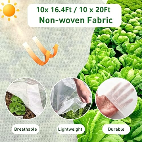 10x16.4 Ft Plant Sun Protection Cloth, Garden Non-Woven Plant Shade Cloth - size: 10 x 16.4Ft