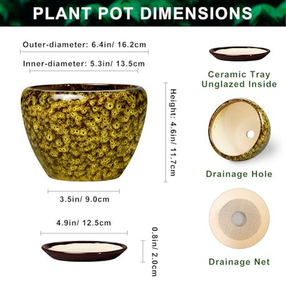 6 Inch Ceramic Plant Pot, Yellow Leopard - color: Yellow Leopard, size: 6 Inch