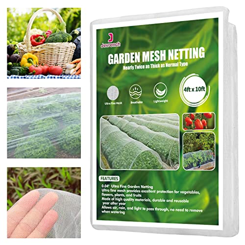 Jevrench 4 x 10 ft Garden Netting Row Cover, Ultra Fine Mesh for Plants - size: 4ft x 10ft