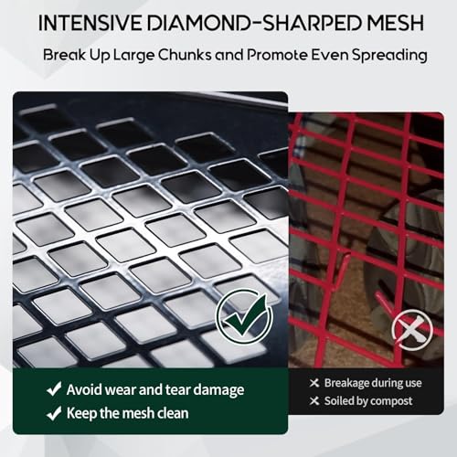 Compost and Peat Moss Spreader with Updated 2 in 1 ATV & T Shaped Handle, 16”WX44”L, Lawn and Garden Peat Moss Roller w/Laser Cutting Wire Mesh Baskets for Spreading Manure, Topsoil