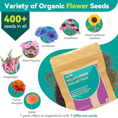 12 Pods Flower Seed Pods for AeroGarden, Ahopegarden, iDOO, MUFGA Hydroponics Growing System Indoor Gardening, 400+ Seeds, Dwarf Sunflower Bambino, French Marigold, Dahlia, Dwarf Petunia - color: 12 pods Flower