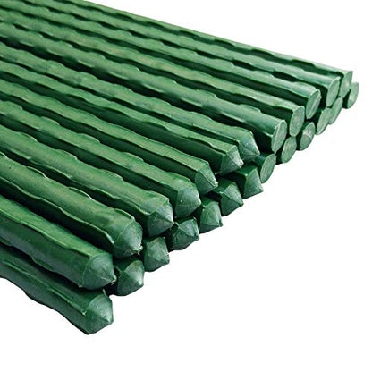 Arlai 45cm/1.48 Ft Garden Stakes, Plastic Coated Steel Plant Stakes Sturdy Tomato Stakes, Pack of 25