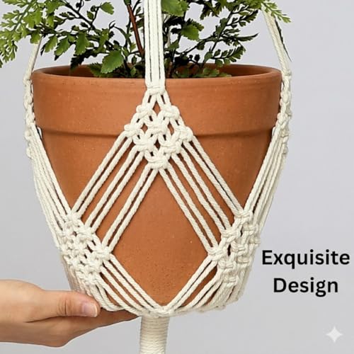 2 Pack Macrame Planter Hanger for 8 inch, Plant Hanger Indoor - color: Beige