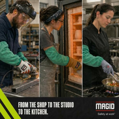 MAGID 180183 SparkGuard Cotton Flame Resistant Sleeve, 18" Length, Green (One Pair)