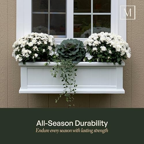 Mayne Cape Cod 3ft Window Box - White - 36in L x 11in W x 10.8in H - with 6.5 Gallon Built-in Water Reservoir (4840-W)
