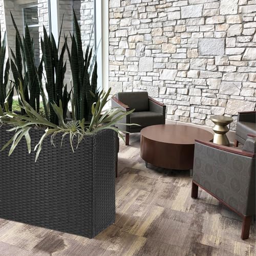 SUNNYPARK Large Rectangular Planter for Outdoor Rattan Block Box 32x11x24'' - color: Black