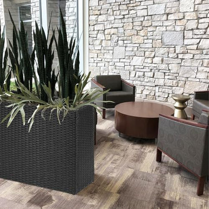 SUNNYPARK Large Rectangular Planter for Outdoor Rattan Block Box 32x11x24'' - color: Black