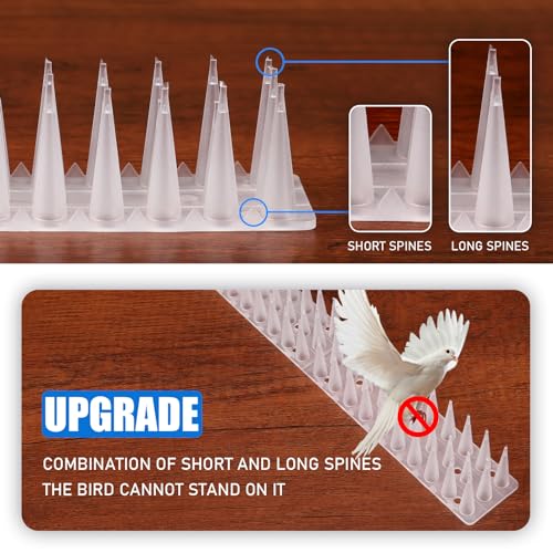 TOBWOLF Bird Spikes, 12 Pack Plastic Pigeon Deterrent Spikes, White