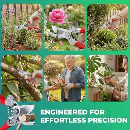 Flora Bypass Pruning Shears, SK5 Steel Safety Lock, Cuts Up to 1" Stems