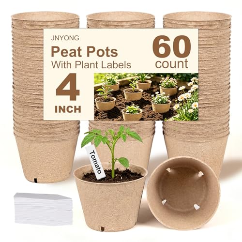 JNYONG 60 Packs 4 Inch Peat Pots, Garden Germination Nursery Pots