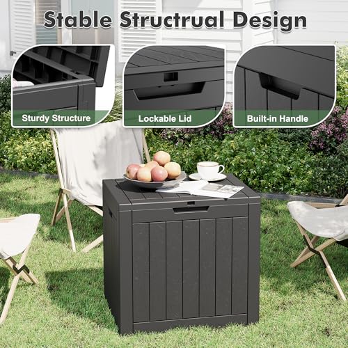 32 Gallon Outdoor Storage Box Waterproof Deck Box Patio Storage - color: Black, style: 32Gallon-style2