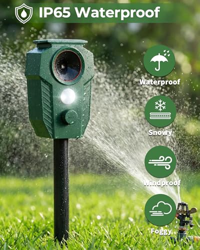 Solar-Powered Ultrasonic Animal Repeller for Outdoor Yards & Gardens with Motion Sensor – Waterproof Deer Repellent Devices Repel Deer, Raccoons, Rabbits & Cats