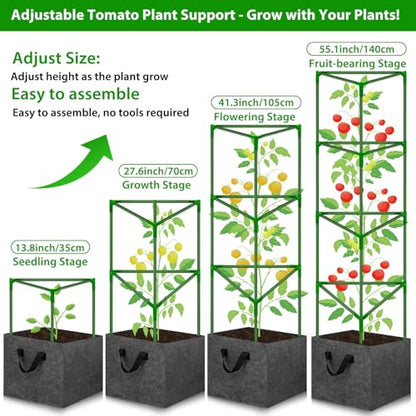 Tomato Cages for Garden with Grow Bags, 2 Pack Tomato Cage Trellis - size: 2-Pack with Bags