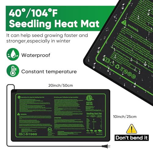 BlumWay 40-Cell Seed Starter Tray with Grow Light, Heat Mat, Humidity Dome