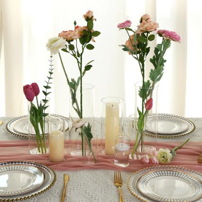 Fixwal 24 Pack Clear Glass Cylinder Vases, 4, 6, 8, 10 Inch Tall - size: 24pcs