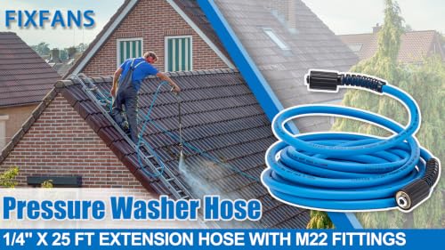 FIXFANS Pressure Washer Hose 1/4" X 25 FT, Kink Resistant Power Washer Hose - size: 25 FT
