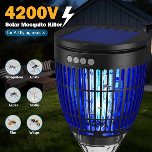 All‑in‑1 Solar Bug Zapper Outdoor, Electric Mosquito Killer Insect Trap - color: Black