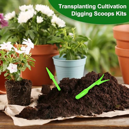 M METERXITY 12-Pack Mini Garden Hand Succulent Transplanting Tools, Plastic Seedlings Dibber Sowing Digging for Repotting/Lawn Maintenance/Plant Care, Small Gardening Tools [Green] - color: Green