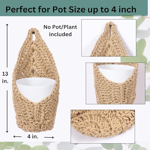 2 Pack Macrame Wall Plant Hanger for 4 inch, Wall Plant Basket - size: Small