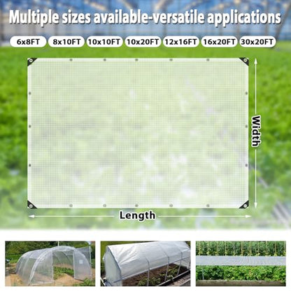 20X30FT Heavy Duty Clear Greenhouse Tarp, 16 Mil, Waterproof, Grommets - size: 20*30ft-1PC