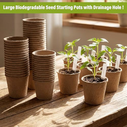 30 Pack 5" Biodegradable Peat Pots, Seed Starter with Drainage
