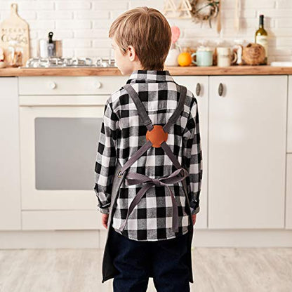 NEOVIVA Work Apron for Kid Boys with Pockets,Canvas Tool Apron for Kids - color: Frost Gray